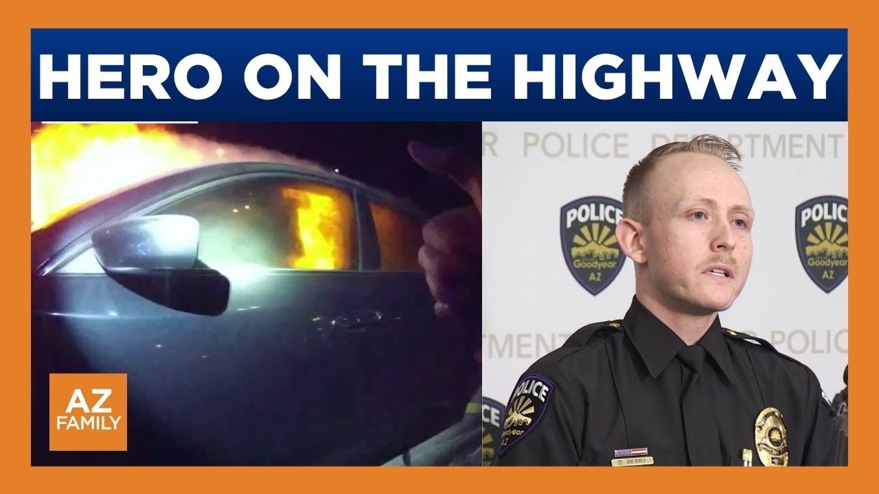 Goodyear Auto Rescue Goodyear officer describes daring rescue of woman from burning car ...
