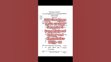 DDU Gorakhpur M.Sc. zoology paper II Semester 3 Computational biology and Biostatistics 2025 - 26