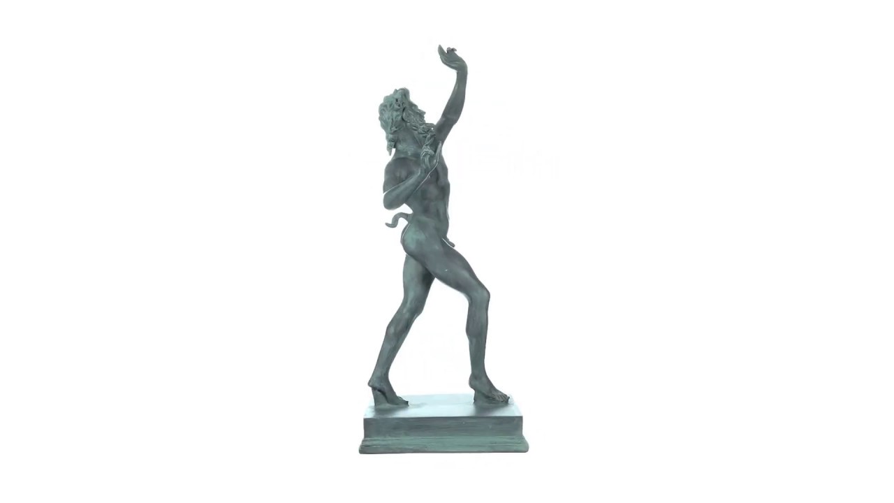 Design Toscano Tanzender Faun Statue – 25,5x13x84 Cm, Aus Steinsplitt & Harz, Handgefertigte Deko Für Garten & Wohnung