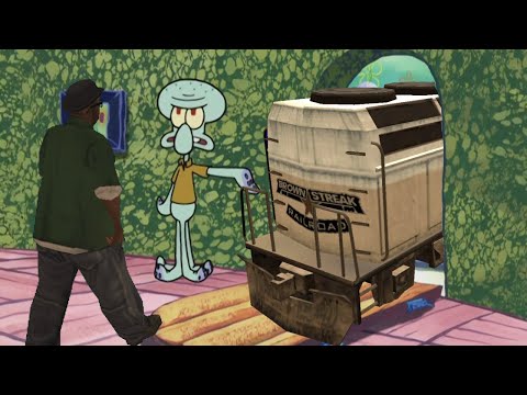 Squidward kicks Big Smoke and The Damn Train out of his house