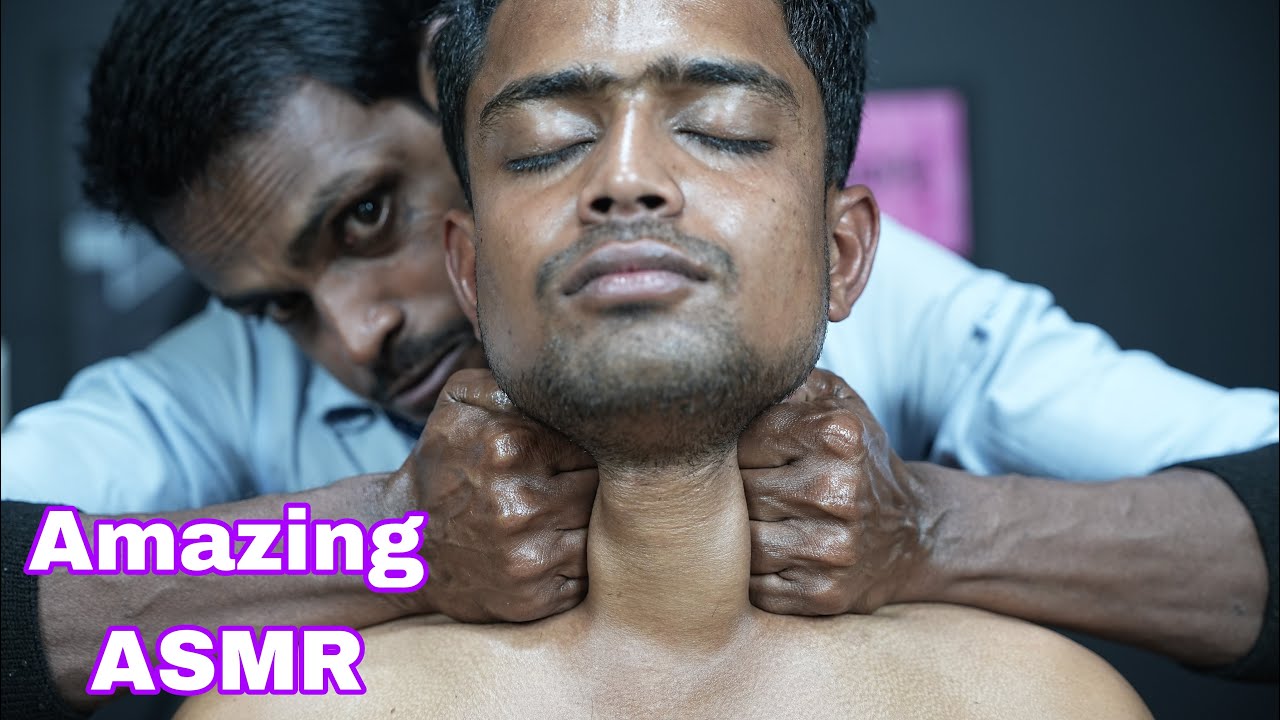 Neck And Shoulder Massage By Strong Wrist Barber ASMR | Neck Cracking Indian Head Massage ASMR