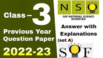 NSO Class 3 previous year question paper 2022-23 / Class 3 NSO / NSO science Olympiad grade 3