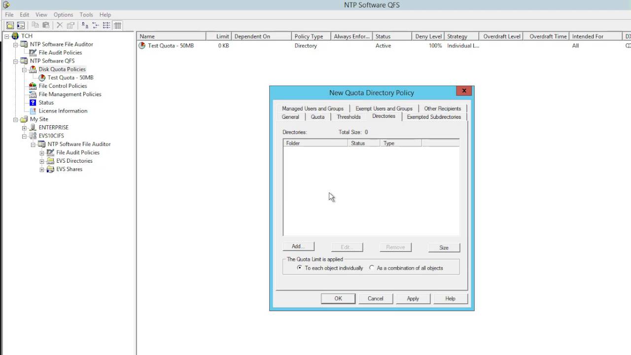 NTP Software - QFS - Creating a Basic Quota Policy