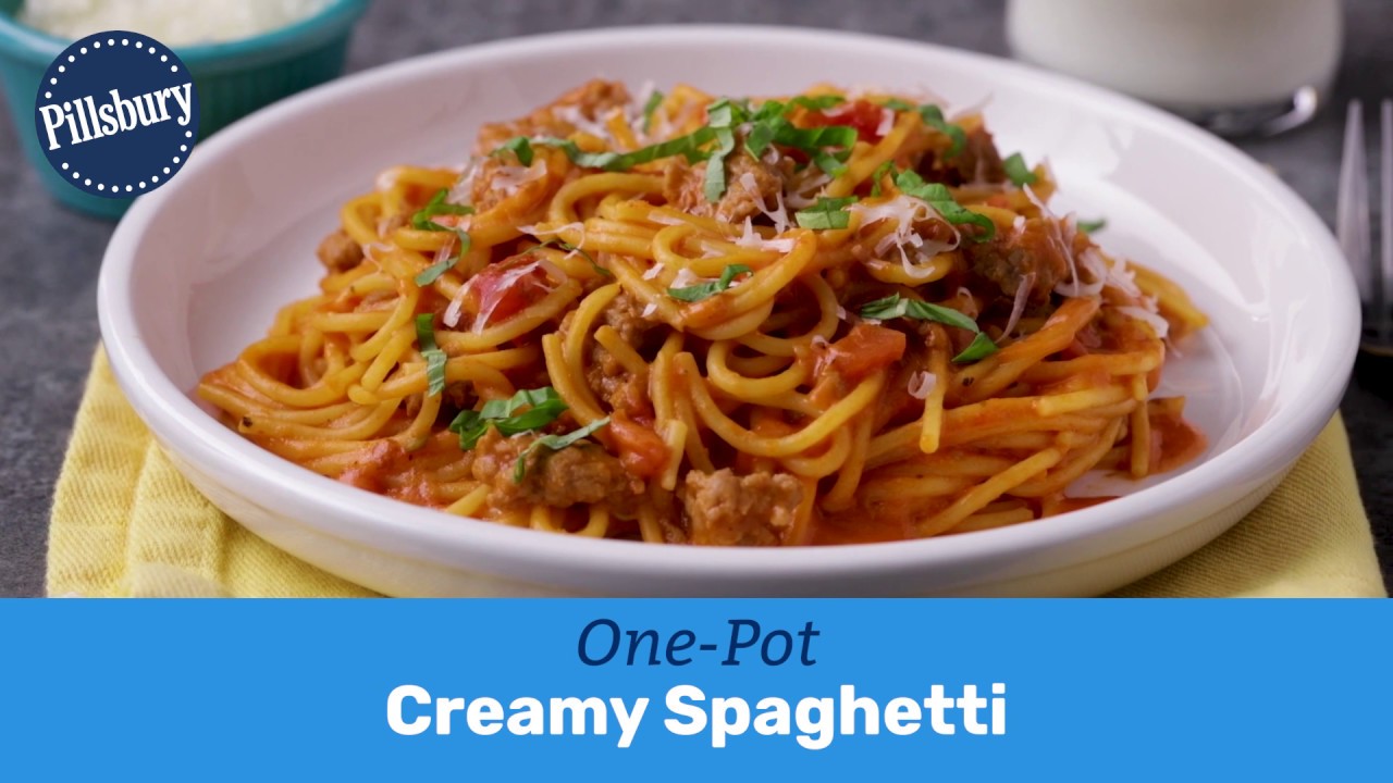 One Pot Creamy Spaghetti Recipe Pillsbury Com