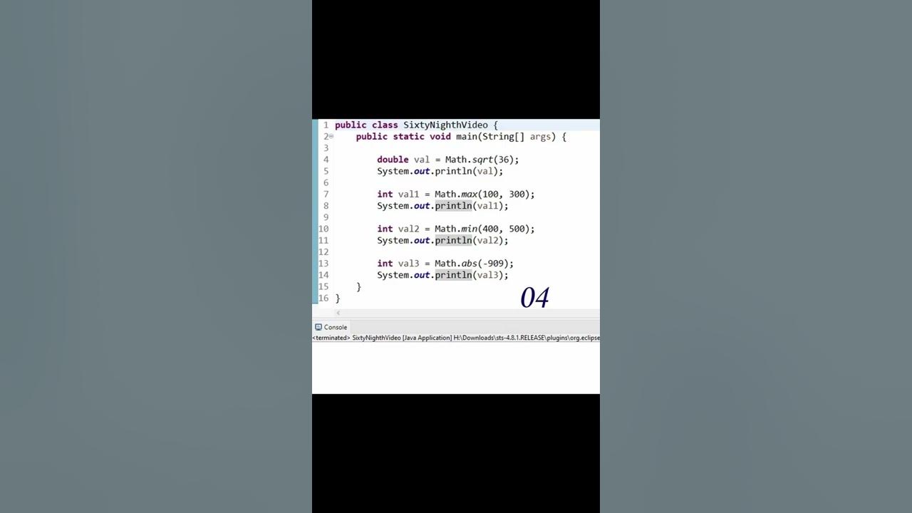Math Class - sqrt ( ), abs ( ), max ( ) and min ( ) Java Useful ...