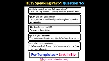 Thumbnail of IELTS SPEAKING PART 1 Questions