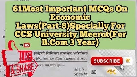 61Most Important MCQs On Economic Laws(Part-8)Specially For CCS University Meerut(For B.Com 3 Year)