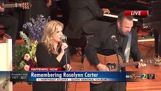 Garth Brooks and Trisha Yearwood perform "Imagine" at memorial for Rosalynn Carter image