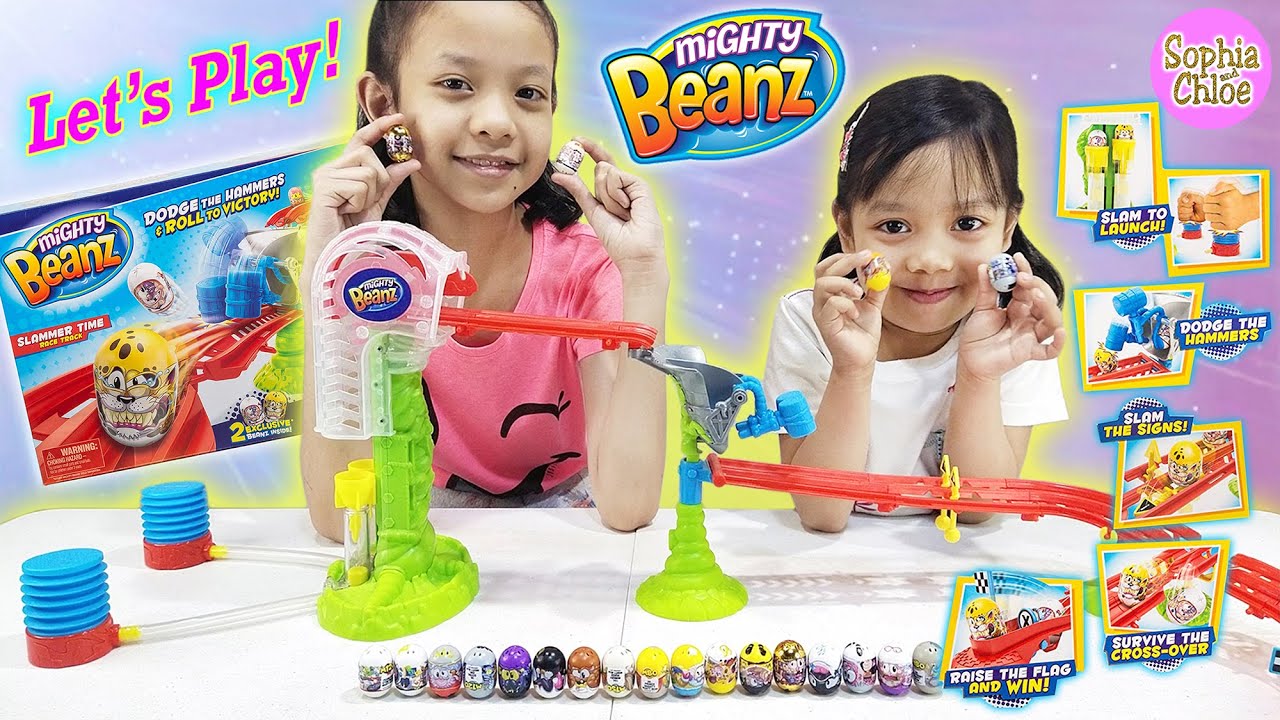 Mighty Beanz Slammer Time Race Track – Pista De Carreras Con Martillos Y Lanzadores (Incluye 2 Beanz Exclusivos)