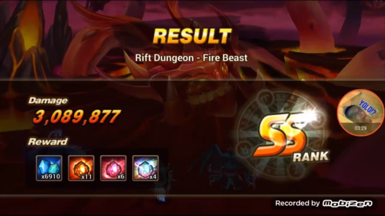 Fire Beast Rift Double SS Rank and Runes - Summoners War - Rift of the ...
