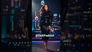 "Glamorous Night City Vibes: Black Sequin Dress Glow in AI Fashion! 🌌✨🔥"#EbAIFashion