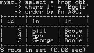 MYSQL Select, Where, Order by