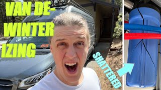 I&#39;M BACK!!! De-Winterizing Camper Van After COLD Winter ❄🧊🥶🌨