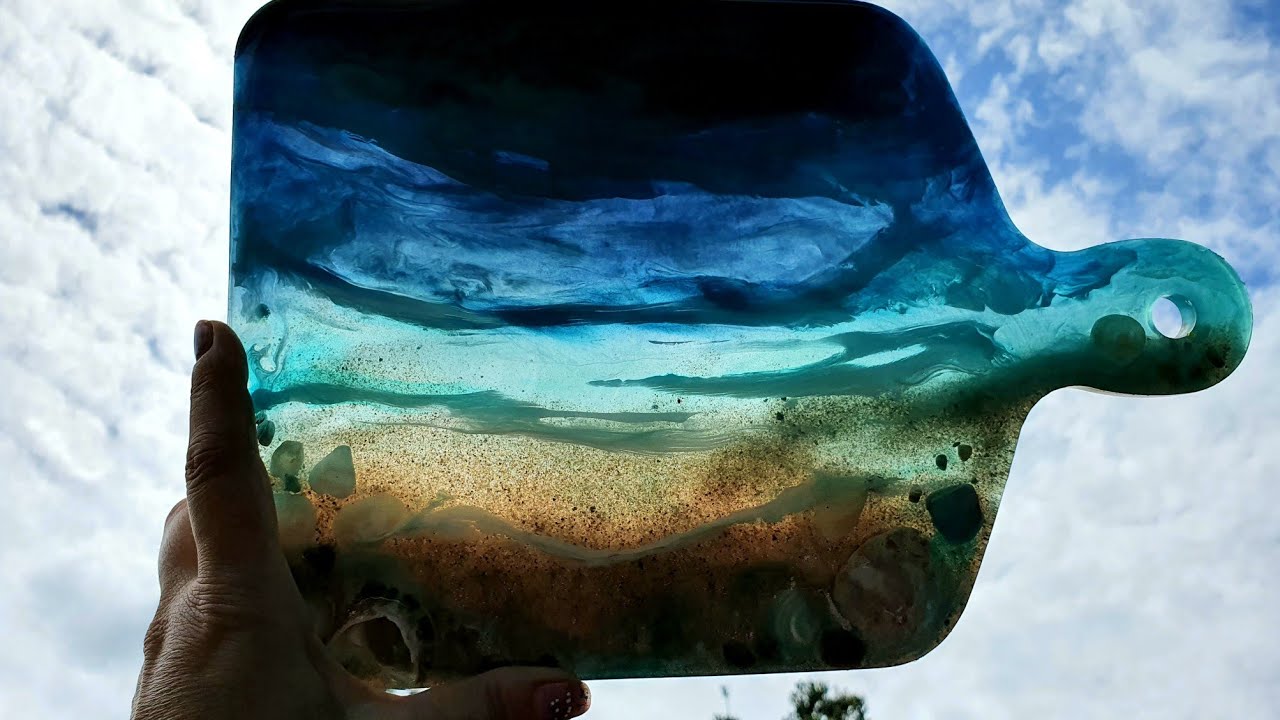 Resin Cutting Board Ocean Scene Full tutorial/ newbies,have a go at this