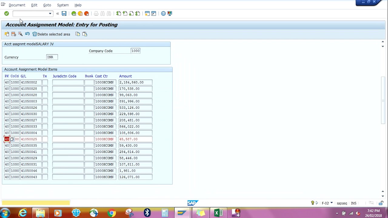 sap table with account assignment