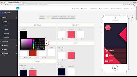 MAF App Builder: Editor overview, Colors tab