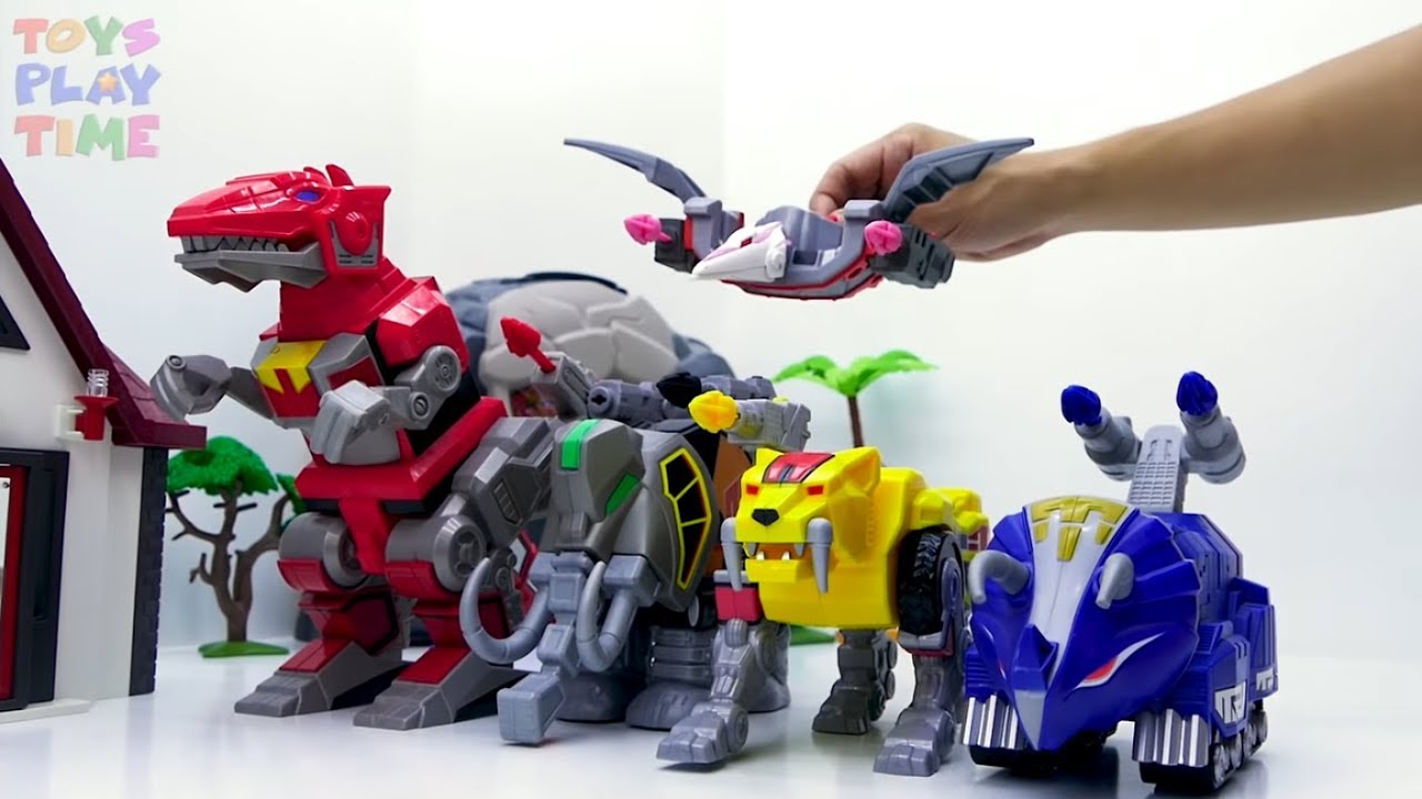 Power Rangers & Marvel Avengers Toys Pretend Play | Gorilla vs GIANT T-REX ironman old orchard beach