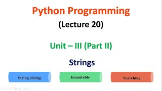 Python Programming | JNTUA | UNIT 3 | Strings | Lecture 20