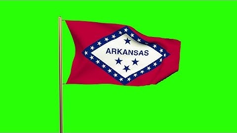 Arkansas Flag Waving In The Wind. Green Screen, Alpha Matte. Loopable Animation Stock Animation