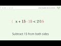 x+15 less than 20 - Solve linear inequalities with one unknown