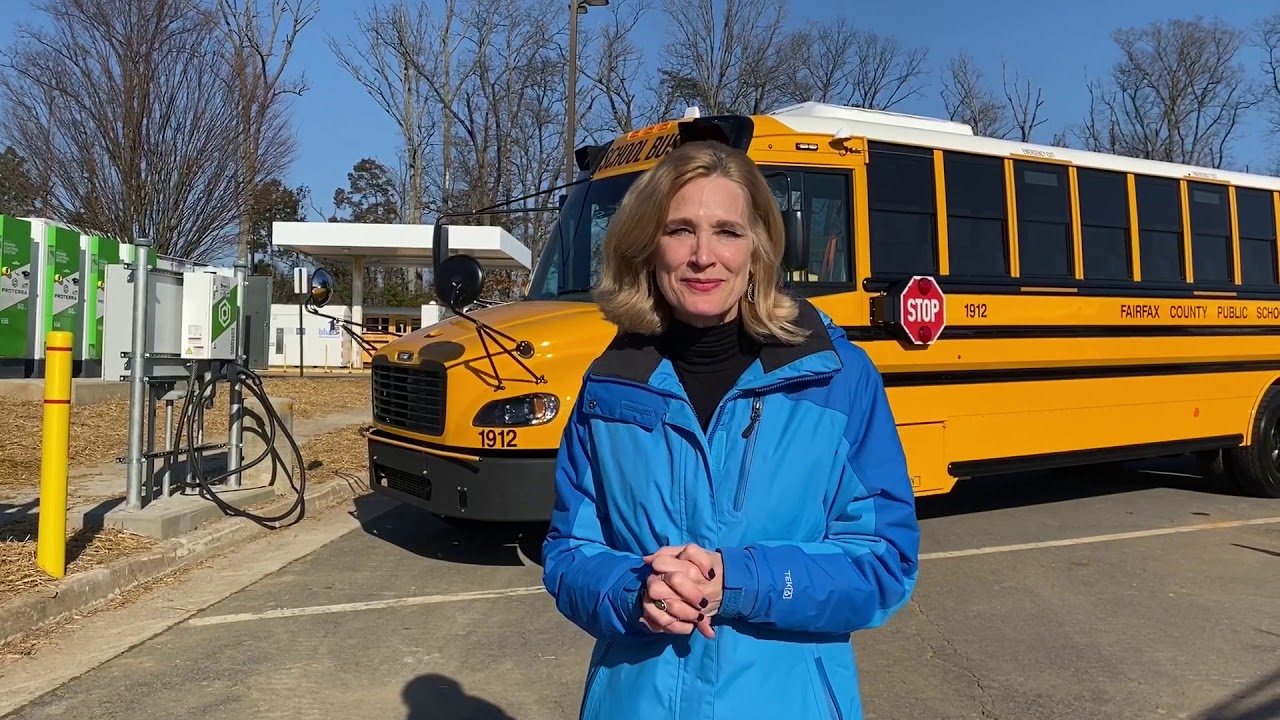 First Electric School Bus Arrives is delivered to Fairfax Co. Public Schools; FCPS