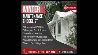 Home Maintenance Tips | Winters Checklist | My Canadian Home Realty