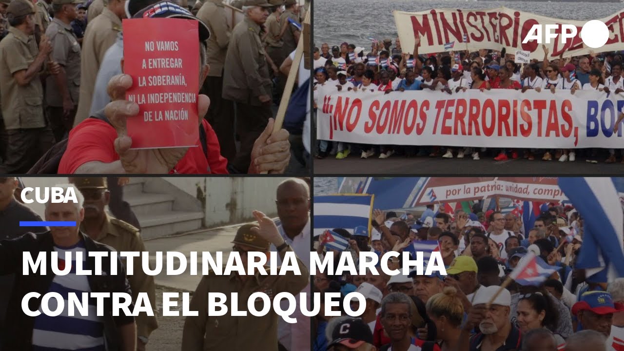 Multitudinaria marcha contra el bloqueo frente a embajada de EEUU en ...