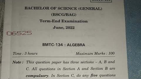 JUNE TEE  (BMTC-134)  Question paper of Algebra.. BSCG of IGNOU 2022 2nd Year