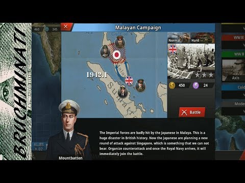 Pacific Allies Campaign #2 Malayan Campaign 3 Star (No Generals) World Conqueror 4