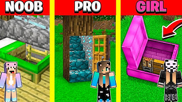 Minecraft Battle: UNDERGROUND TRAP BASE HOUSE BUILD CHALLENGE - NOOB vs PRO vs GIRL / Animation