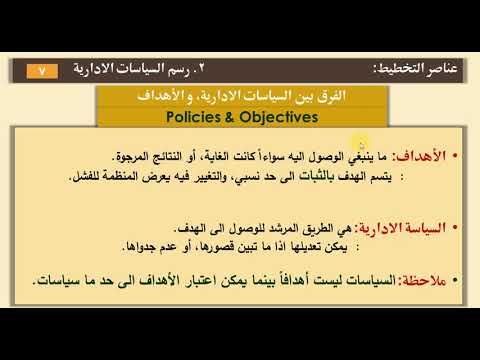 المحاضرة السادسه عناصر التخطيط