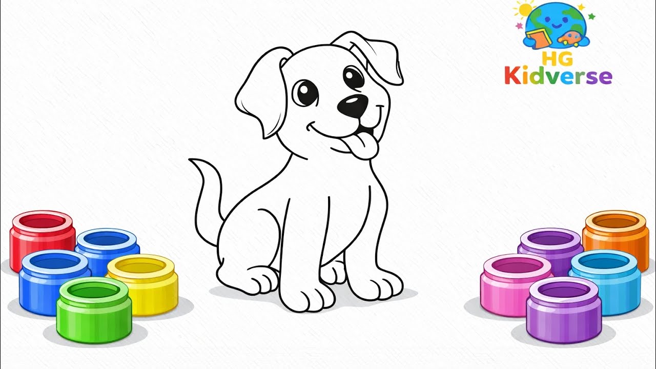 Cute Puppy Coloring Video for Kids 🐶 | Easy Coloring for Children | HG Kidverse
