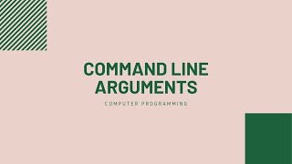 #33: Command Line Arguments