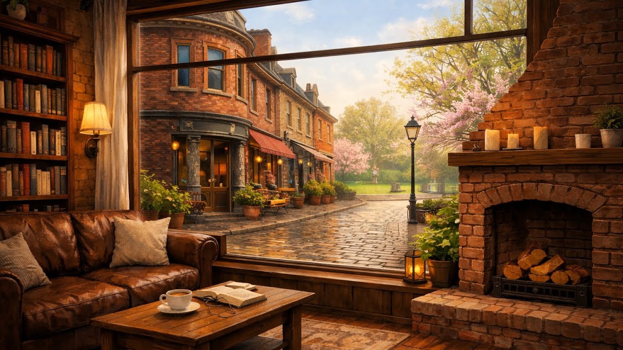 Cozy Spring Coffee Shop ☕🌿 Soft Piano Music for Studying, Reading & Calm Focus (1 Hour)