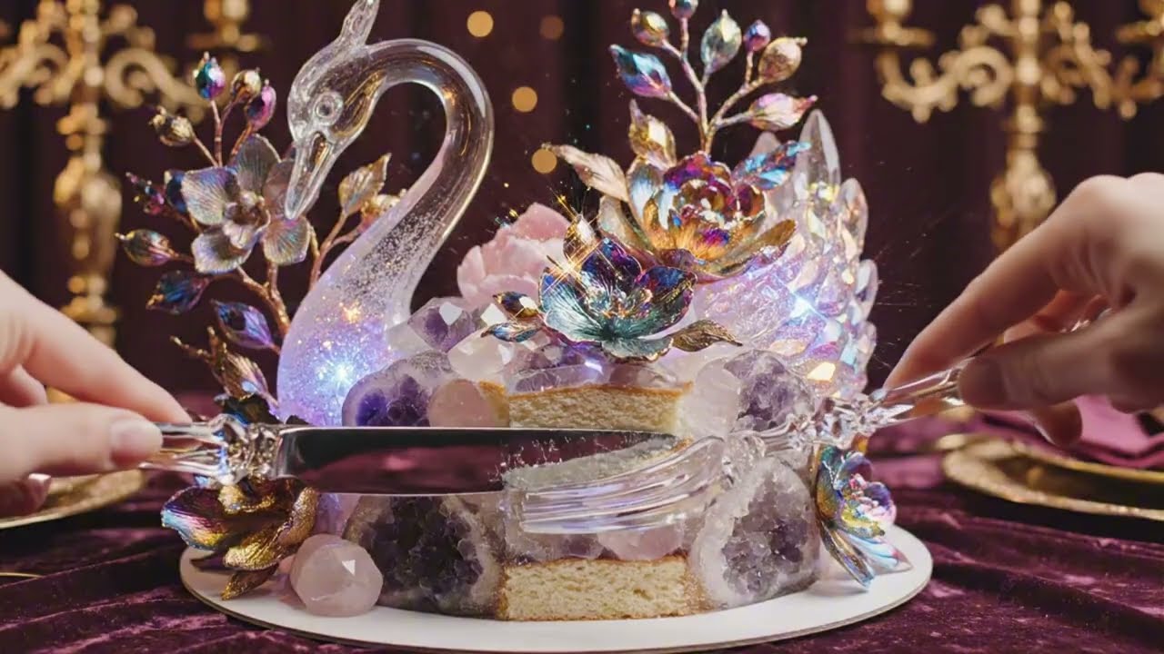 Pure Visual Satisfaction, ASMR Glass Cake Slicing | Cold Crystal Crunch