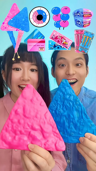 Random Blue Pink Food MUKBANG ASMR 🐳🌸💧🎀❄️#mukbang #asmr #shorts