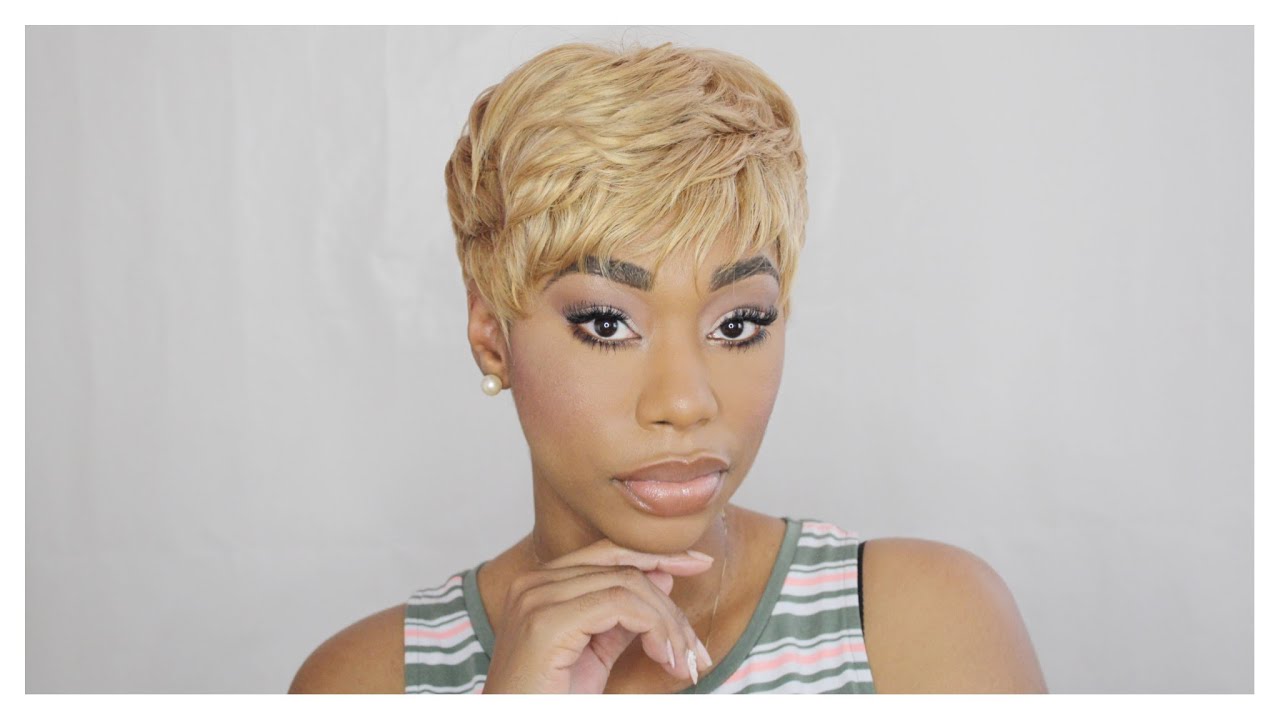 quick weave: blonde pixie hair tutorial|chimerenicole