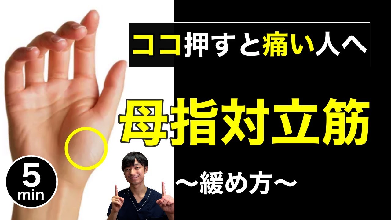 【5分で解決】親指の付け根の痛み〜自分で緩める方法〜「CM関節症/橈骨遠位端骨折/ペットボトルのキャップが開けにくい」 - YouTube