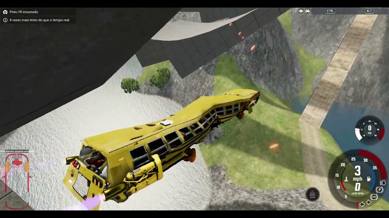 Destruição de carros Aprenda-a-voar BEAMNG.DRIVE