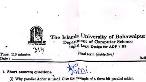 DLD Digital Logic Design Past Paper ADP IUB 2024-2028  | First Semster IUB ADP PAST PAPER