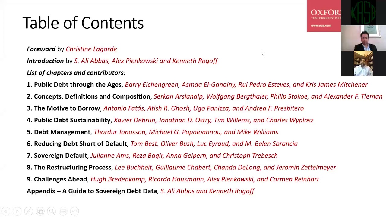 Dr. Syed Ali Abbas, Deputy Chief, Debt Policy Division, IMF, DC on his book Sovereign Debt
