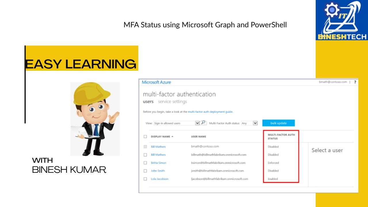 How can we check MFA status of user from Azure Active Directory - YouTube