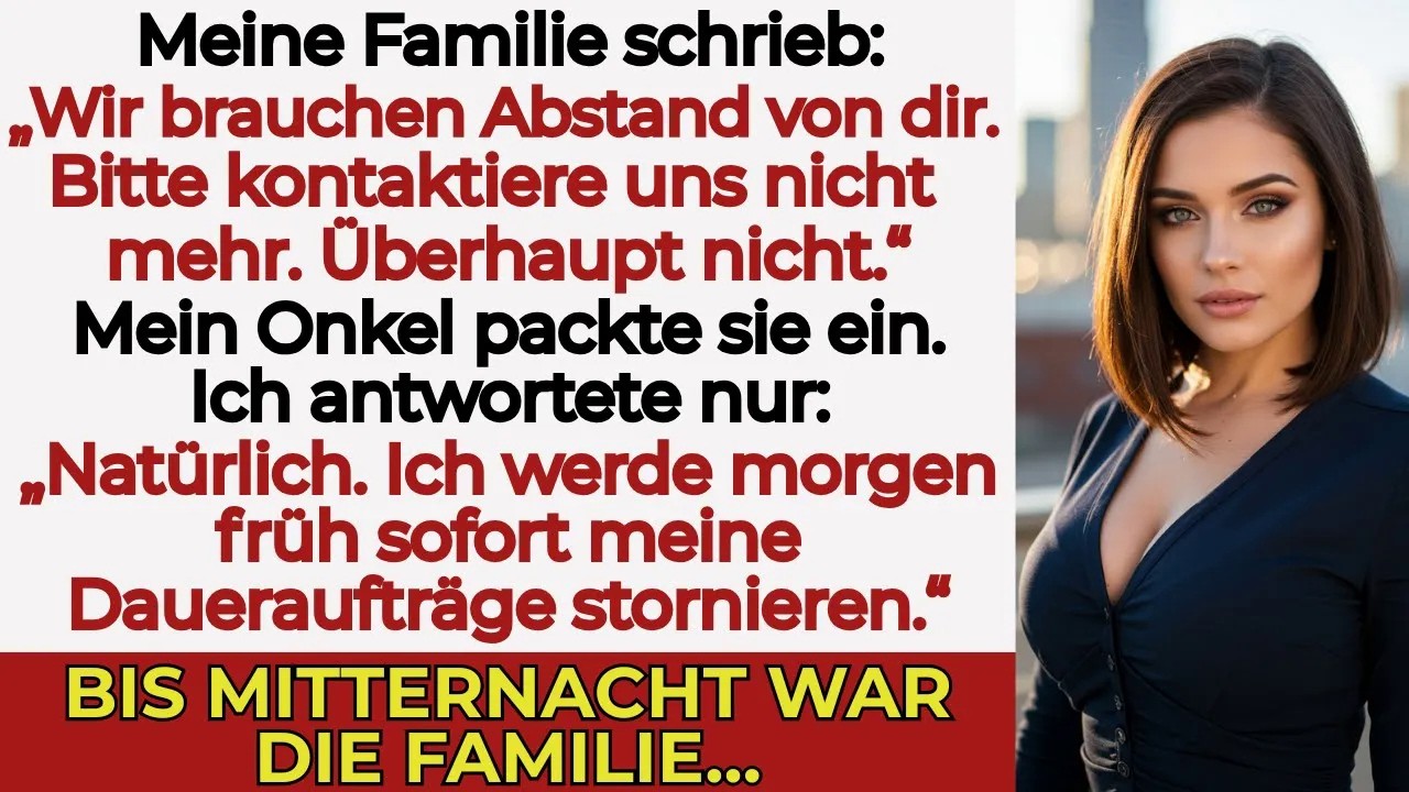 Meine Familie schrieb mir „Kein Kontakt mehr, wir brauchen Abstand“ — bis mein Onkel eingriff…