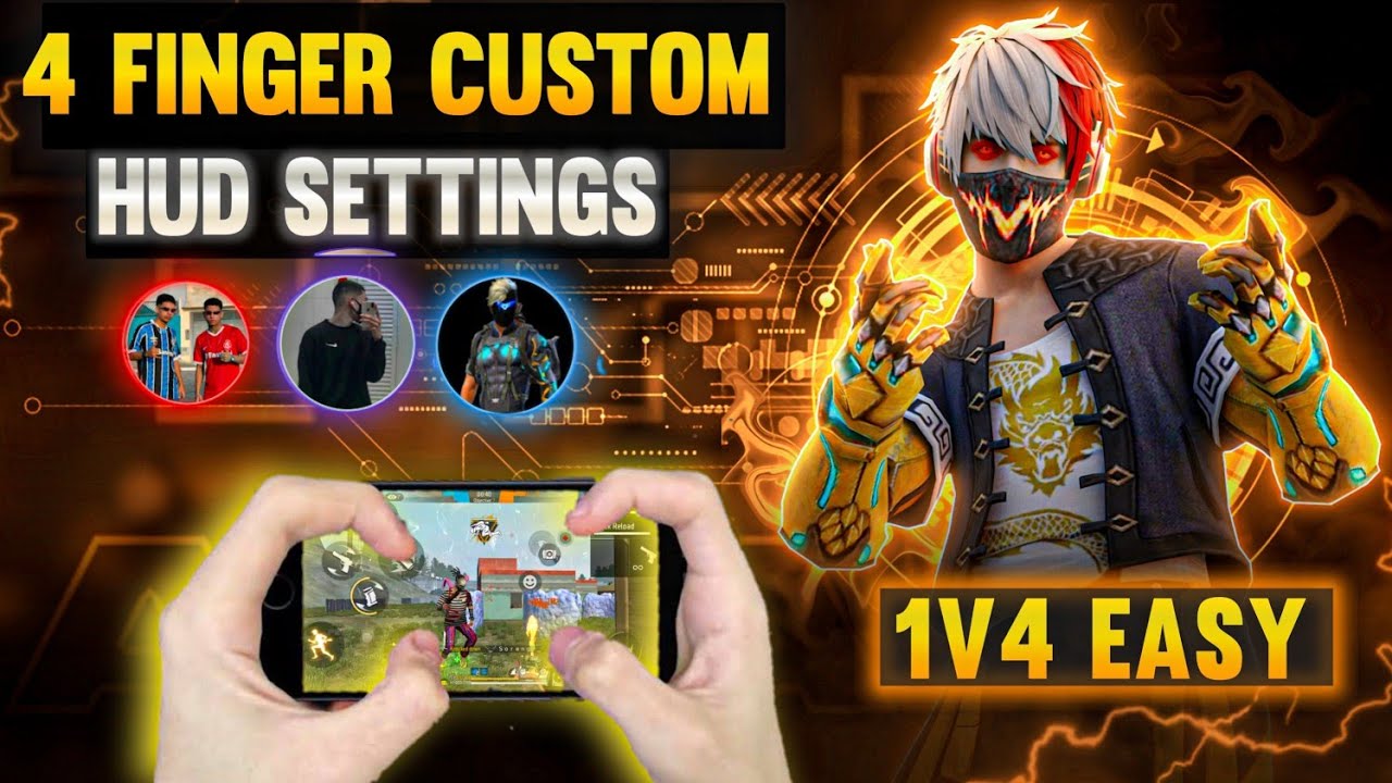 Top 5 Best 4 FINGER Custom Hud Free Fire (MOVMENT+HEADSHOT) Best Custom Hud In Free Fire 🔥