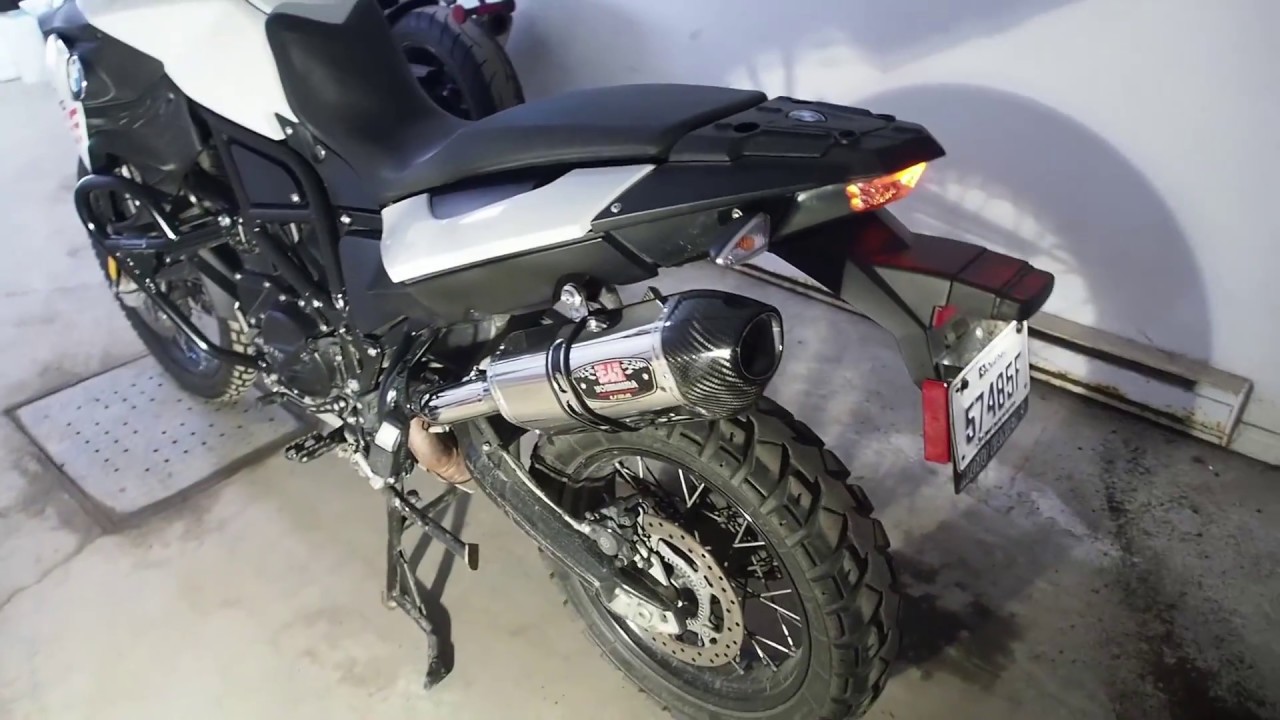 F800GS Yoshimura R77 exhaust before and after - YouTube