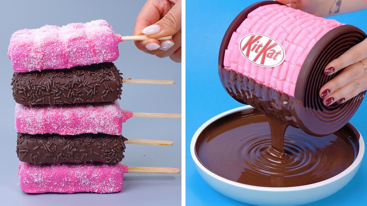 Tantangan Cokelat Buatan Sendiri yang Memuaskan | Pink Choco Nutella Cake & Ice Cream | How To Make