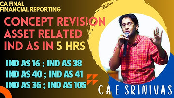 CA Final - FR - Asset Related IND AS - Concept Revision - CA E Srinivas Sir - Nov 2024