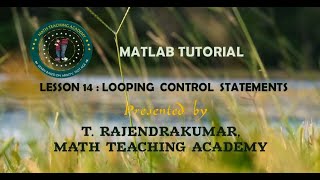MatLab Lesson 14 Looping control