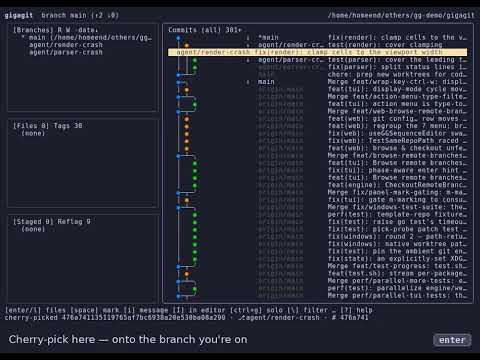 Git cherry pick — take one commit from another branch (gg v0.2.4+)