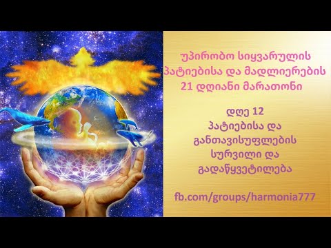 დღე12. პატიების სურვილი-გადაწყვეტილება-განთავისუფლება. სიყვარულის პატიებისა და მადლიერების მარათონი.